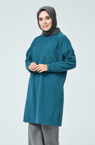 Fitilli Kadife Tunik 5284-04 Petrol