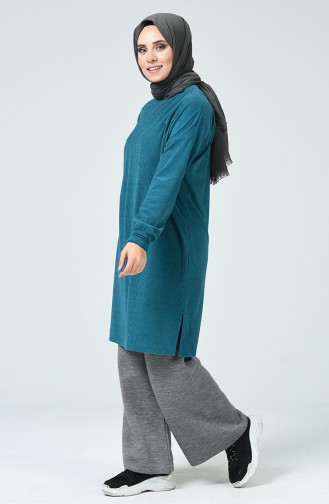 Fitilli Kadife Tunik 5284-04 Petrol