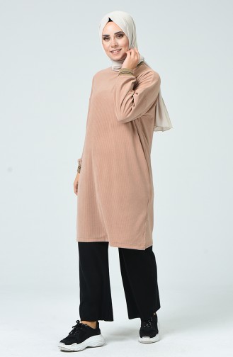 Fitilli Kadife Tunik 5284-06 Camel