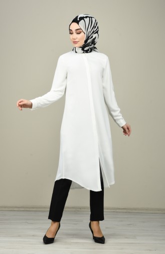 Judge Neck Plain Tunic Ecru 1815-04