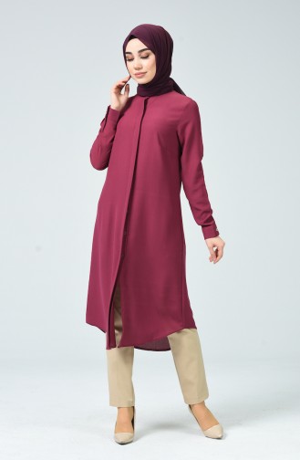 Judge Neck Plain Tunic Dark Rose Dried 1815-07