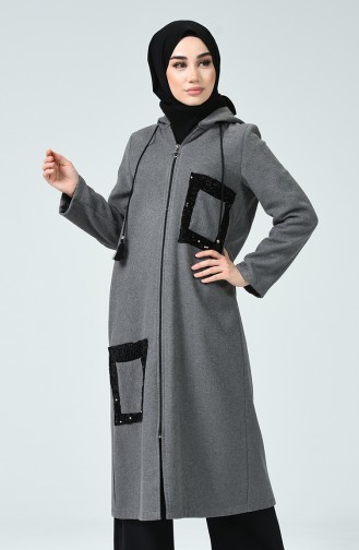 Sequined Felt Coat Gray 6030-06