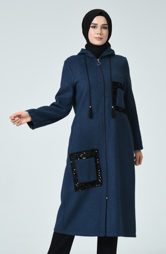 Sequined Felt Coat Indigo 6030-07