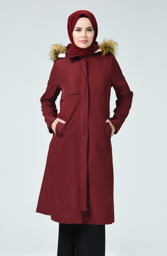 Astarlı Kapüşonlu Mont 0052-02 Bordo