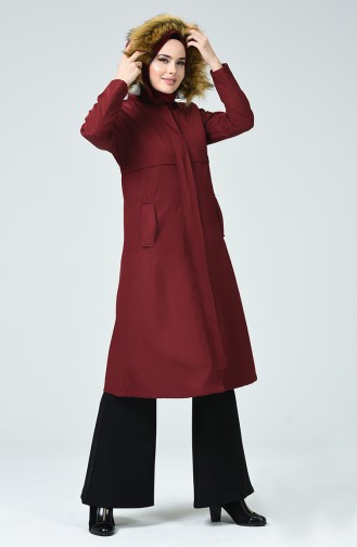 Lined Hooded Coat Bordeaux 0052-02