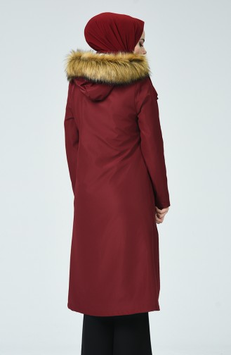 Astarlı Kapüşonlu Mont 0052-02 Bordo