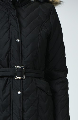 Hooded Quilted Coat Black 0119-01