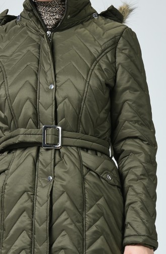 Hooded Quilted Coat Khaki 0119-02