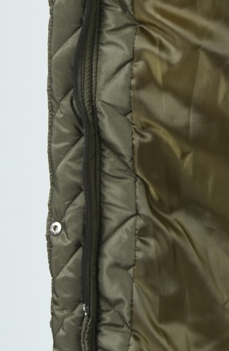 Hooded Quilted Coat Khaki 0119-02