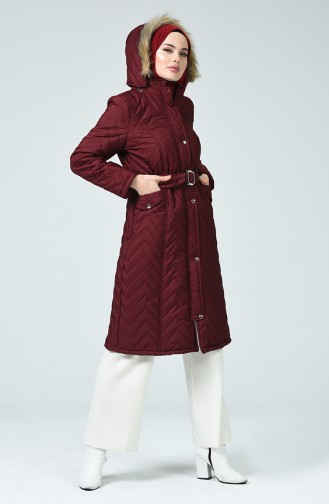 Hooded Quilted Coat Bordeaux 0119-04