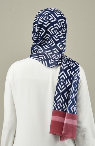 Elmina Patterned Cotton Shawl Navy Blue 580-105