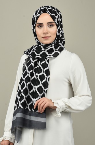 Elmina Châle Coton a Motifs 620-105 Gris Noir 620-105