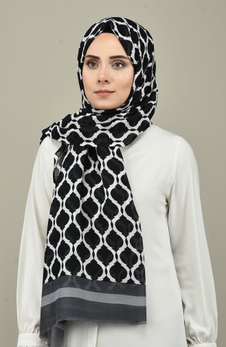 Elmina Châle Coton a Motifs 620-105 Gris Noir 620-105