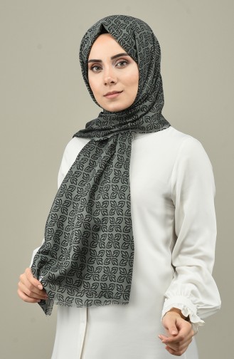 Patterned Cotton Shawl Black Green 690-103