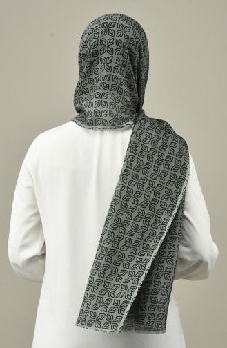 Patterned Cotton Shawl Black Green 690-103