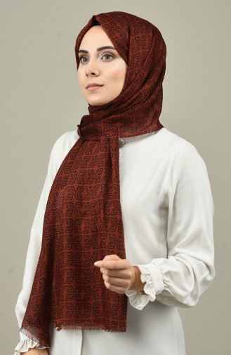 Patterned Cotton Shawl Black Red 690-105
