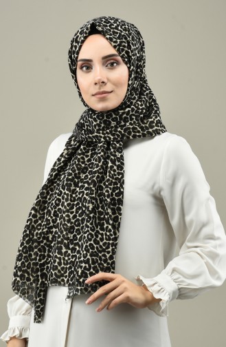 Patterned Cotton Shawl Khaki 5497-04