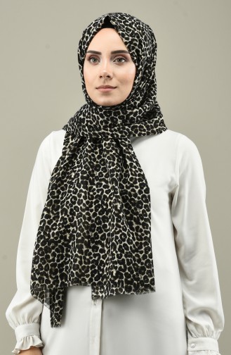 Patterned Cotton Shawl Khaki 5497-04