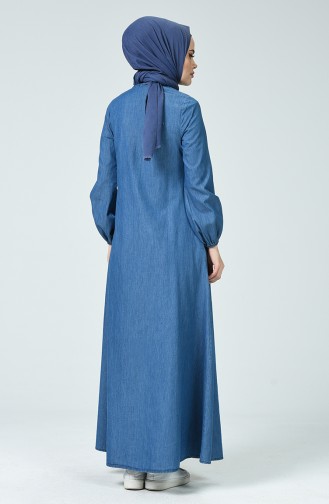 Jeansblau Hijab Kleider 4090-02