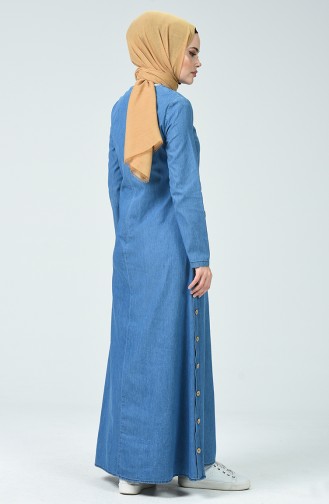 Jeansblau Hijab Kleider 4095-02