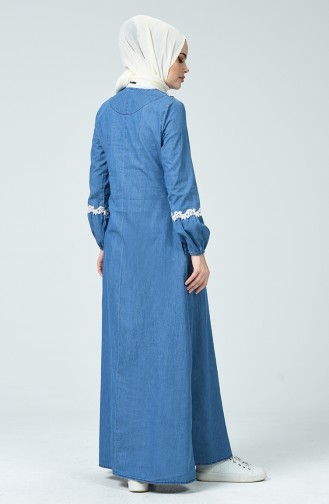 Jeansblau Hijab Kleider 4099-01
