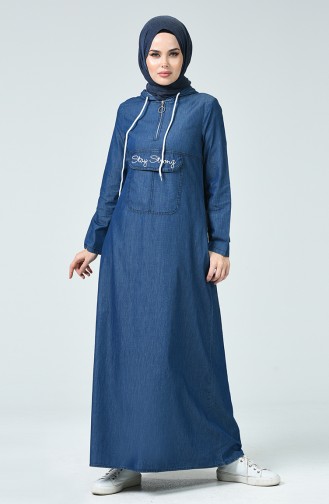 Navy Blue Hijab Dress 4103-02
