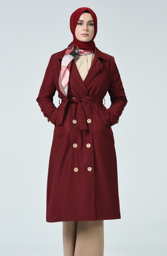Claret red Trench Coats Models 0049-03