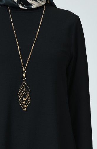 Kolyeli Düz Tunik 0051-01 Siyah