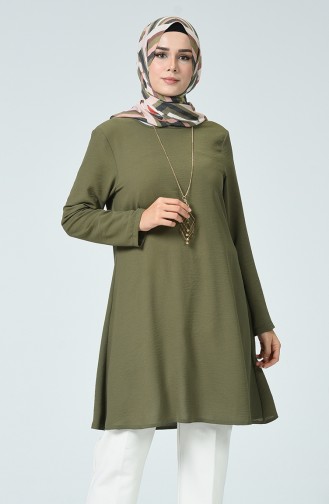 Kolyeli Düz Tunik 0051-03 Haki