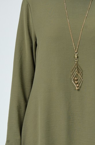 Tunique Simple Avec Collier 0051-03 Khaki 0051-03