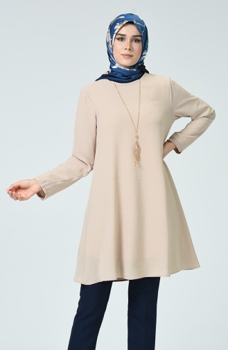 Tunique Simple Avec Collier 0051-04 Beige 0051-04