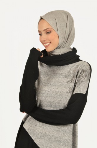 Garnili Kışlık Tunik 1520-01 Siyah