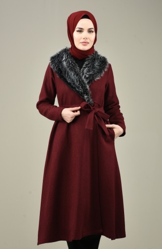 Mantel aus Fleece mit Pelz 5091-01 Weinrot 5091-01