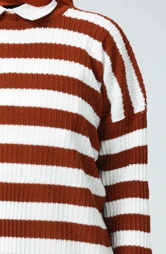 Tricot Striped Sweater Brick 0014-07