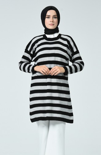 Tricot Striped Sweater Gray 0014-08