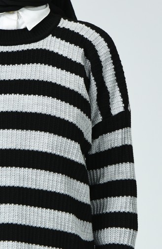Tricot Striped Sweater Gray 0014-08