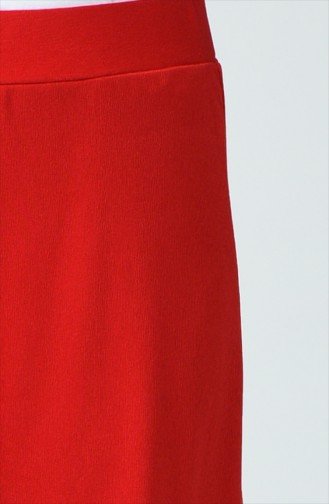 Beli Lastikli Bol Paça Pantolon 8137-01 Kırmızı