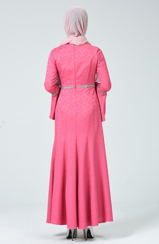 Taşlı Abiye Elbise 60081-15 Şeker Pembe