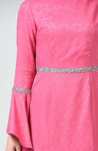 Taşlı Abiye Elbise 60081-15 Şeker Pembe