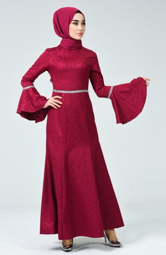 Plum Hijab Evening Dress 60081-16