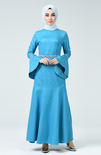 Dark Blue Hijab Evening Dress 60081-19