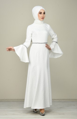 White Hijab Evening Dress 60081-20