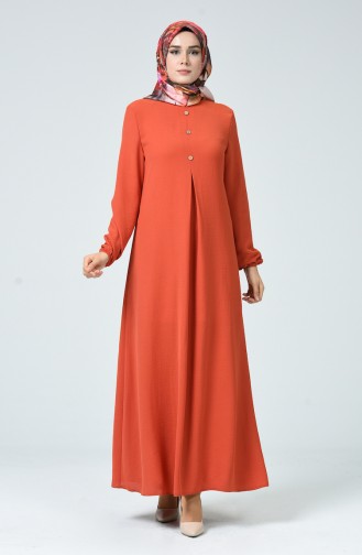 Ziegelrot Hijab Kleider 0050-04