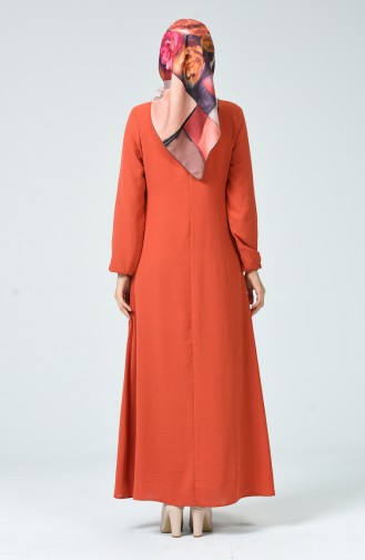 Brick Red Hijab Dress 0050-04