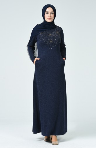 Navy Blue Hijab Dress 0309-01