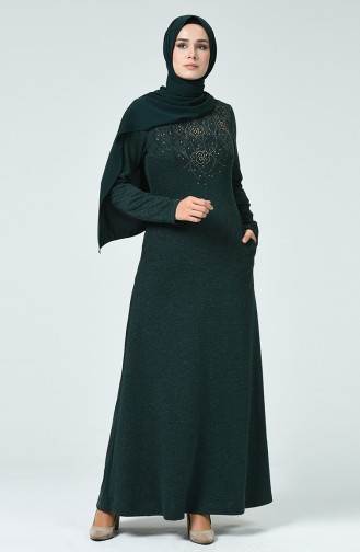 Smaragdgrün Hijab Kleider 0309-02
