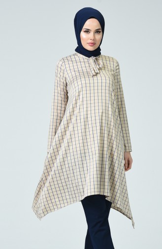 Kareli Fiyonklu Tunik 1345-06 Bej