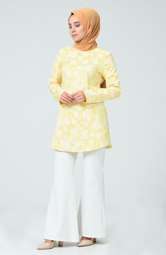 Blouse à Motifs 1235BLZ-02 Jaune 1235BLZ-02