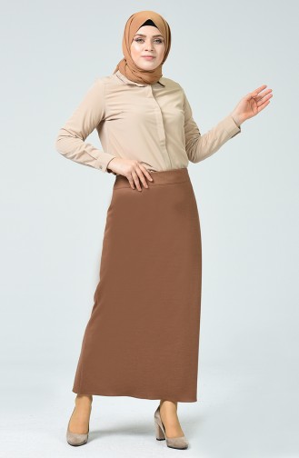 Big Size Pencil Skirt Camel 0905-06