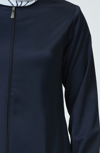 Abaya a Fermeture Grande Taille 0100-01 Bleu Marine Foncé 0100-01